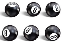 Eight Ball. Set Of Realistic 8 Ball.