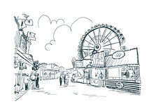 Park Amusement Vector Sketch Illustration Line Art
