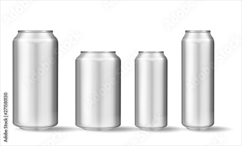 Fotomural Realistic aluminum can on white background