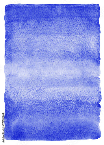 Cold blue, cobalt, ultramarine watercolor background. Watercolour texture wit...