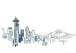 Seattle USA city sketch vector illustration line art