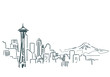 Seattle USA city sketch vector illustration line art