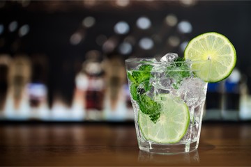 Canvas Print - Glass of tasty cocktail  on   background