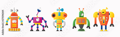 Fotografía Set of cute vector robot or monster characters for kids