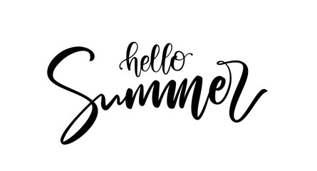 Wall Mural - handwritten calligraphic brush lettering composition of hello summer