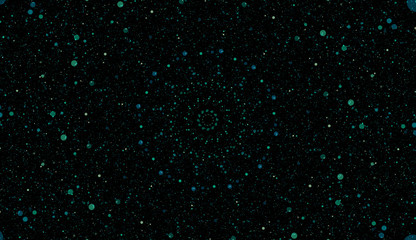 color points on black background. colorful circles of dots of different sizes. central element. roun