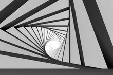 Abstract Spiral Black White Tunnel 3d