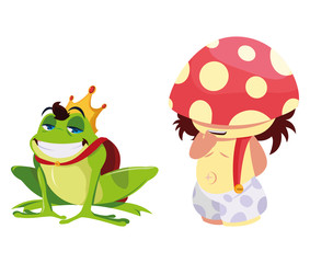 Sticker - toad prince and fungu elf fairytale character