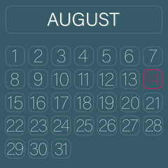 Green Calendar Page August 14