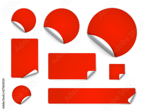 Cuadros en Lienzo Set of curled stickers isolated on white background