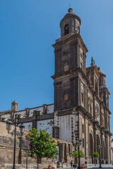 Wall Mural - LAS PALMAS DE GRAN CANARIA, SPAIN - MARCH 10, 2019: The Cathedral of Saint Ana situated in the old district Vegueta. Vertical.