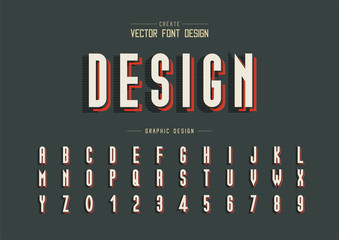 Poster - Font and alphabet vector, Tall typeface letter and number design, Graphic text on background