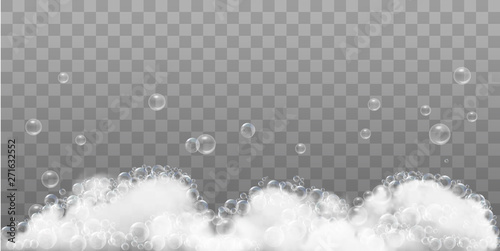 Fotomural Soap foam and bubbles on transparent background