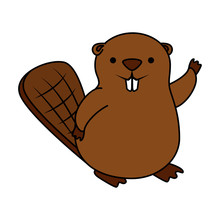 Cute Beaver Mascot Animal Icon