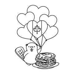 Sticker - canadian balloons helium with sweet pancakes and beaver