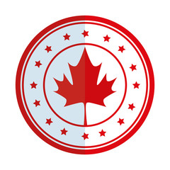 Sticker - maple leaf and stars circular canadian emblem