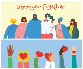 Wall Mural - Stronger together. Feminine concept and woman empowerment design for banners 