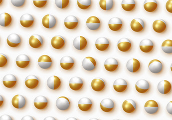 Poster - golden and white realistic ball spheres