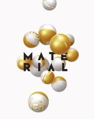 Poster - golden and white realistic ball spheres