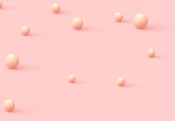 Poster - pink background with decorative 3d sphere balls.