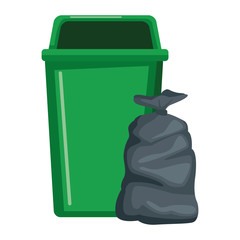 Wall Mural - garbage can and bag icon