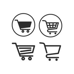 Poster - Shopping Cart set icon vector logo design template. Flat pack icon shopping cart symbol illustration