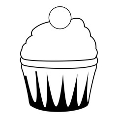 Poster - cup cake icon cartoon isolated black and white