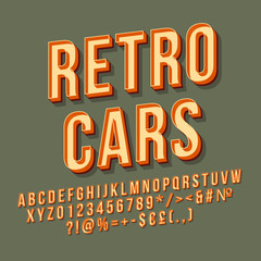 Wall Mural - Retro cars 3d vector lettering