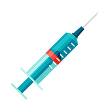 Syringe Icon In Flat Style.