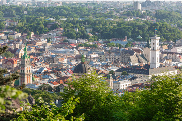 Panoramic view on Lviv from high Castle