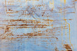 © Mint Images - Scratch and rust markings on old metal wall ,Scratch and rust markings on old metal wall, close up
