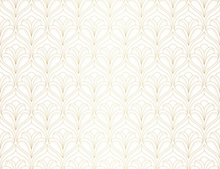 Vector floral damask seamless pattern. Elegant abstract art nouveau background. Classic flower motif texture.