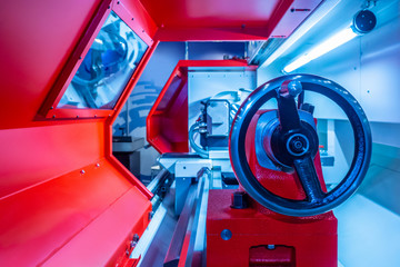 Poster - lathe. machine for turning blanks. industrial machine. turning equipment. cutting.