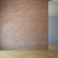  empty room with brick wall, 3d rendering