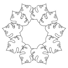 Sticker - tropical wreath leaves outline sketch