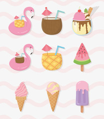 Sticker - summer holiday poster set icons