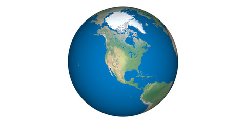 Wall Mural - earth world globe round from space white background