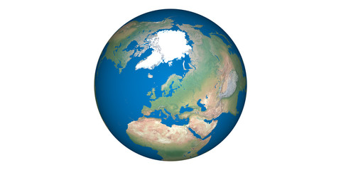 Wall Mural - earth world globe round from space white background