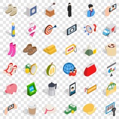 Poster - Bikini icons set. Isometric style of 36 bikini vector icons for web for any design