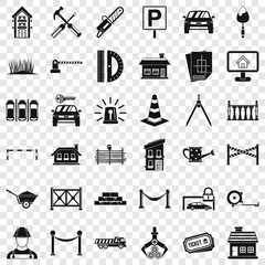 Aufkleber - Fence icons set. Simple style of 36 fence vector icons for web for any design