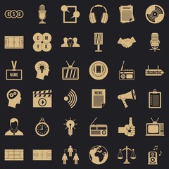 Poster - Multimedia means icons set. Simple set of 36 multimedia means vector icons for web for any design