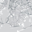 Brooklyn map. Light map of Brooklyn borough (New York, United States). Highly detailed map of Brooklyn with water objects, roads, railways, etc.