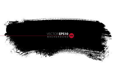 Poster - Vector hand drawn big brush stain. Monochrome ink painted stroke. Painted by brush black stain. Monochrome artistic backdrop. One color grungy background.