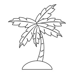 Poster - Palm tree in sand cartoon isolated in black and white