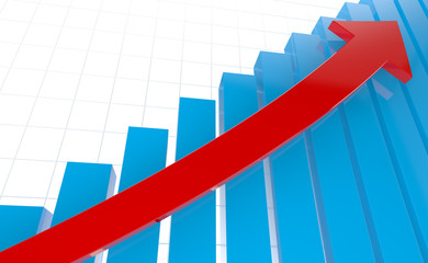 Business graph and chart 3d rendering