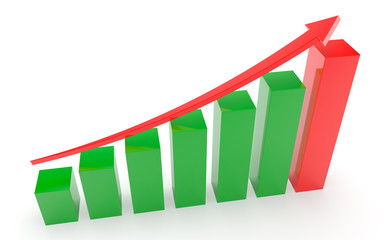 Business graph and chart 3d rendering