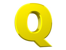 The Yellow Letter Q On White Background 3d Rendering