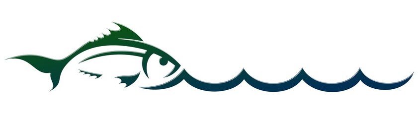 Sticker - Symbol of a stylized sea fish with wave.