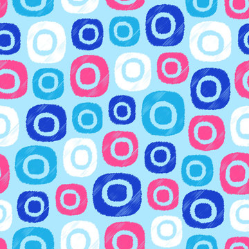 Seamless abstract ikat pattern with the image of oval geometric shapes