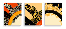 Banners Set With Graphic Urban Sequence In Orange Black Shades